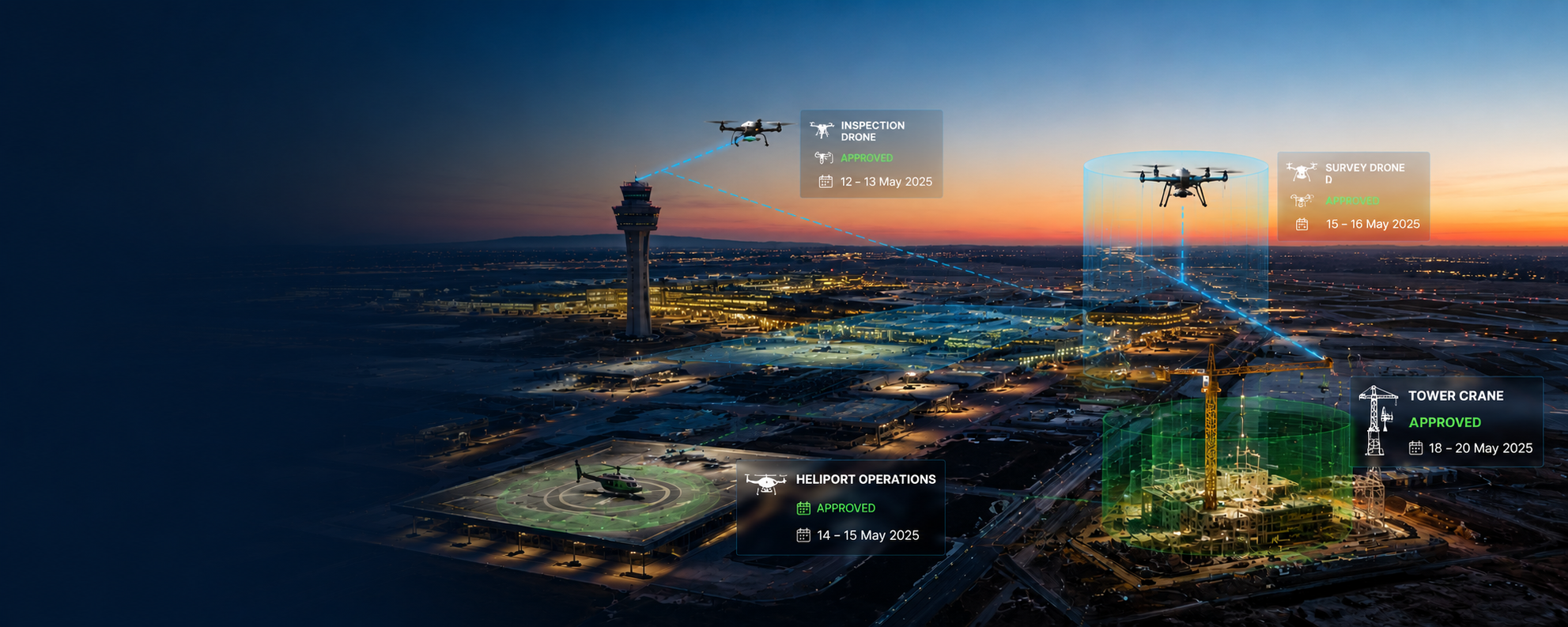 Drone near aircraft at airport